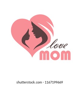 happy mothers day greeting card template, stylized symbol of mom