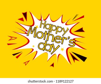 happy mother's day, greeting card with comic style