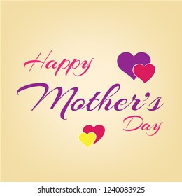 happy mother's day greeting card - with hearts on yellow background 