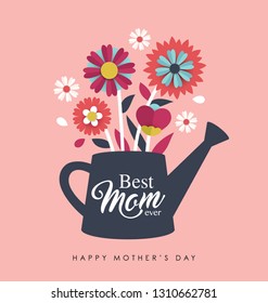 Happy Mother's Day greeting card design with paper cut flowers