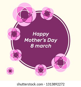 Happy Mother's Day Greeting Card. Rose Flowers on pink Background - Vector