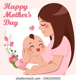 happy mothers day greeting card with flowers 