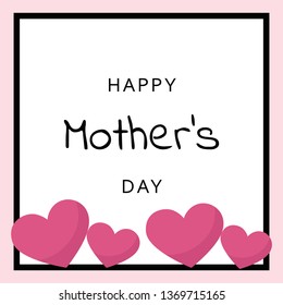 happy mothers day greeting card with pink hearts vector illustration EPS10