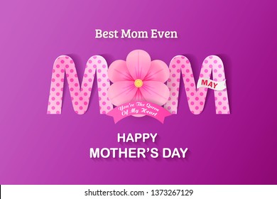 Happy Mother's Day greeting card design with paper cut typography and beautiful flower design. - Vector