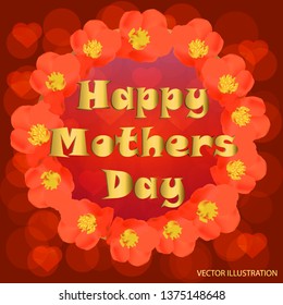 Happy Mother's day greeting card. Typography design for greeting cards and poster with pink hearts and confetti. Design template for Mother's day.