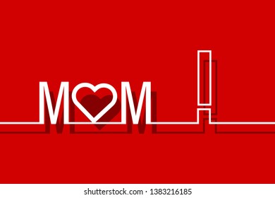 Happy Mother's Day greeting card with lettering Mom and heart.vector illustration for poster,card