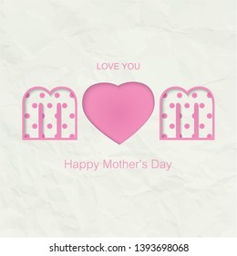 Happy mother's day greeting card with polka dot, Paper art, Paper texture, Craft vector, Vector design