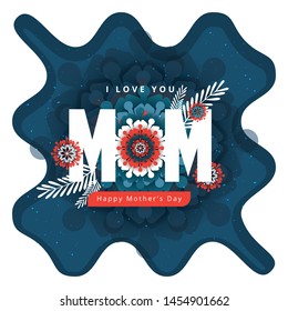 Happy Mother's day greeting card. Paper cut flowers, holiday background. Vector illustration.