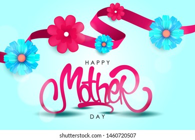 Happy Mother's Day greeting card with elemnt flowers background