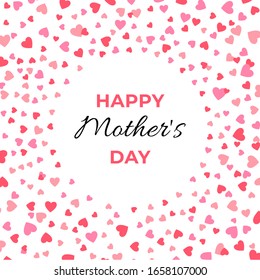 Happy Mother's Day greeting card with text on white background. Vector isolated illustration. Postcard for mom with small hearts. Can be used for web design, banners, posters, decoration of storefront