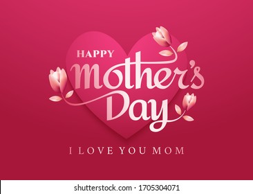 Happy mother's day greeting card with heart background