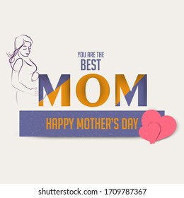 Happy Mother's Day greeting card design, Strong Prgnant Women Vector , Vector Illustration.
