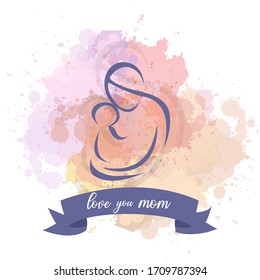 Happy Mother's Day greeting card design, Strong Women Vector with child, Vector Illustration.