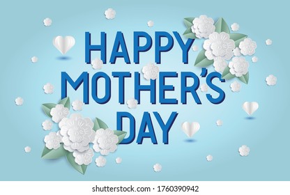 Happy Mother's Day Greeting Card Paper Cut, Paper Cut Background, Paper Cut Flowers, Vector Flower