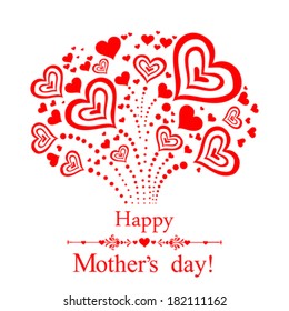 Happy Mother's Day! Greeting card. Celebration background with hearts and place for your text. Vector Illustration 