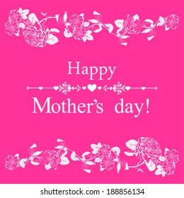 Happy Mother's Day! Greeting card. Celebration pink background with butterfly and place for your text. Vector illustration 