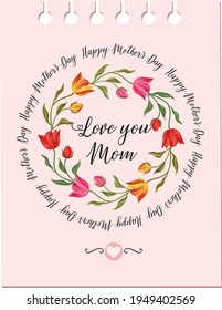 Happy Mother's Day greeting card with beautiful tulips.
