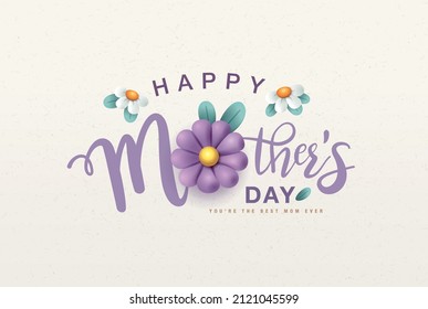 Happy Mother's Day greeting card with flowers illustration.