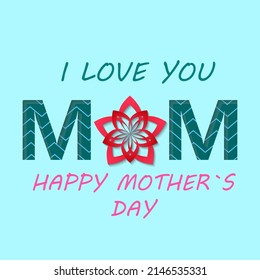 Happy mother's day greeting card with origami paper flower. Cut paper effect. Festive design. Vector illustration