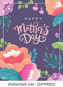 Happy mother's day greeting card with beautiful blossom flowers.