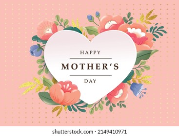 Happy mother's day greeting card with beautiful blossom flowers.