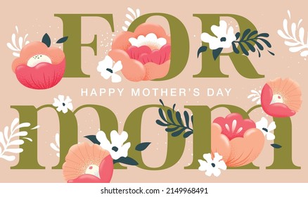 Happy mother's day greeting card with beautiful blossom flowers.