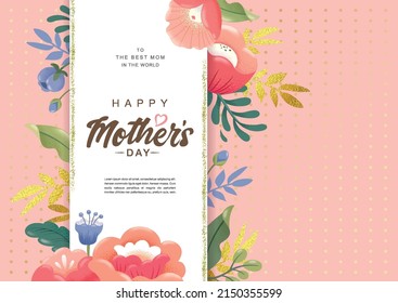 Feliz día de la madre con hermosas flores de flor.