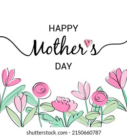 Happy Mother's Day greeting card vector illustration. lovely spring flowers