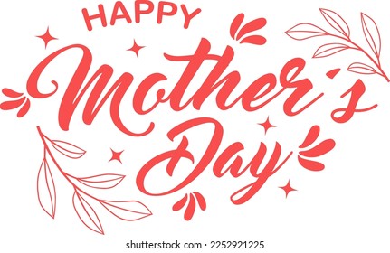 Happy Mothers Day greeting card  in red color on white background. Great for Mother's Day Celebrations Around the World.
