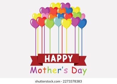 Happy Mother's day greeting card with lettering and Ballon background. Hand drawn typography design. Spring Mother's day holiday vector illustration for logo, label, print, poster or invitation