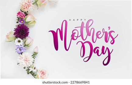 Happy mother's day greeting card with beautiful flowers