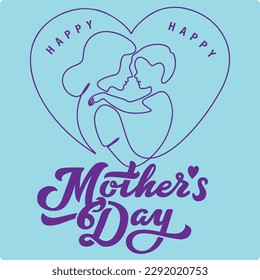 Happy Mother's Day greeting card. Happy motherhood concept. Modern vector illustration MOTHERS DAY. Woman hugging her baby.