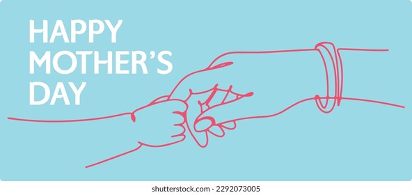 Happy Mother's Day greeting card. Happy motherhood concept. Modern vector illustration MOTHERS DAY. Woman hugging her baby.