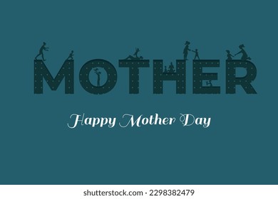 Happy Mother's day greeting card. Vector illustration.