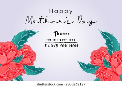 Happy Mother's Day greeting card with beautiful blossom flowers and Handmade calligraphy.