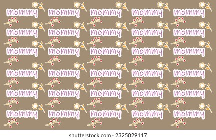 Happy mother's day - Greeting card. Brush calligraphy on floral hand drawn pattern background.