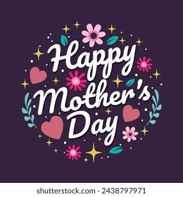 Happy Mother's Day Greeting Card Design with hearts and flower vector illustration. Beautiful Hand drawn lettering for celebrate Mother's Day.
Best Mom ever poster, banner, greeting card. Pink color