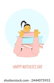 Happy Mother's day greeting card backgrounds set. Spring happy holiday banner template. Festive cover with decoration. Vector flat illustration.