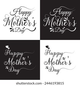 Happy mothers day greeting card decorated by colorful doodle flowers wreath. Best mom ever typography poster as card, vector, social media post.  Vector illustration eps 10
