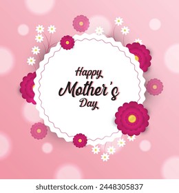 Happy Mother's Day greeting card design with beautiful blossom flowers