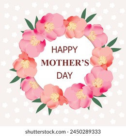 Happy Mother's day greeting card with flowers. Typography design for greeting cards and poster with flowers and hearts. Design template for Mother's day. Delicate flowers. Vector Illustration.