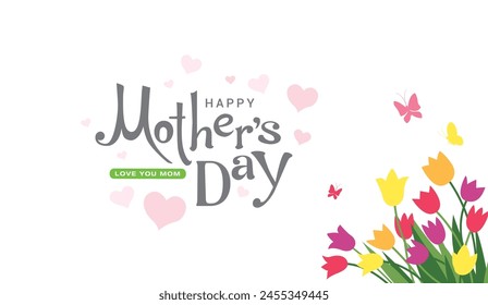 Happy Mother's Day Greeting Card. Vector Illustration