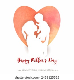 Happy Mother's day greeting card with beautiful mother and child design vector