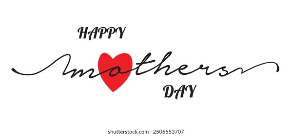 happy Mother's Day greeting card, white background, vector illustration