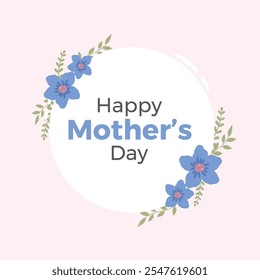Happy mothers day greeting card with beautiful blossom flowers template design