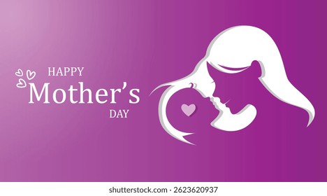 Happy Mother's Day Greeting Card with Mom and Baby Vector Art