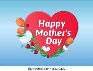 Happy Mother's Day greeting card illustration, vector