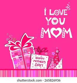 Happy Mother's Day! Greeting card. Celebration background with gift boxes and place for your text. Vector Illustration