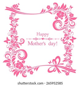 Happy Mother's Day! Greeting card. Celebration red background with heart and place for your text. Vector Illustration