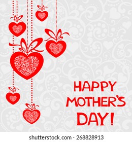 Happy Mother's Day! Greeting card. Celebration background with heart and place for your text. Vector Illustration 